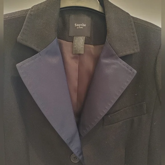 Smythe Stitched Cuff Two Tone Wool Blazer Size 6 - Picture 8 of 10